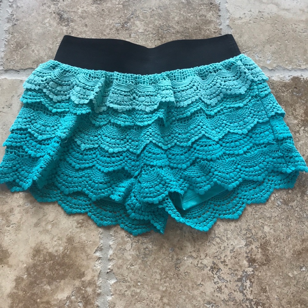 Entro Turquoise “Ombré” Lace Shorts